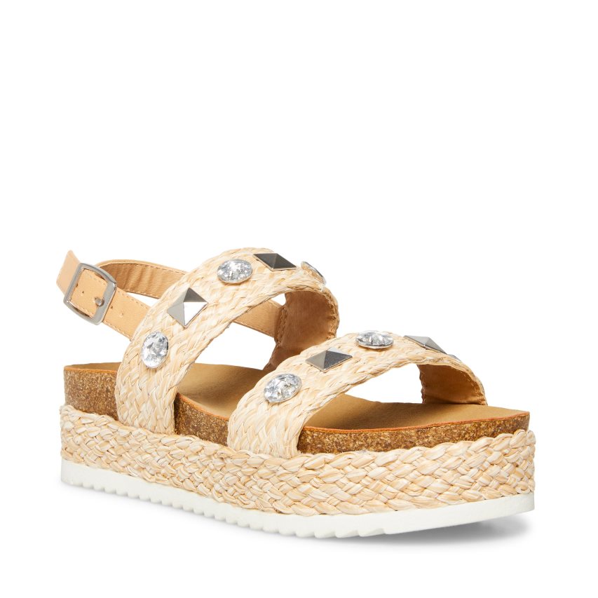 Light Brown Steve Madden Jgemston Raffia Kids' Platform Sandals | PH 4863MVQ